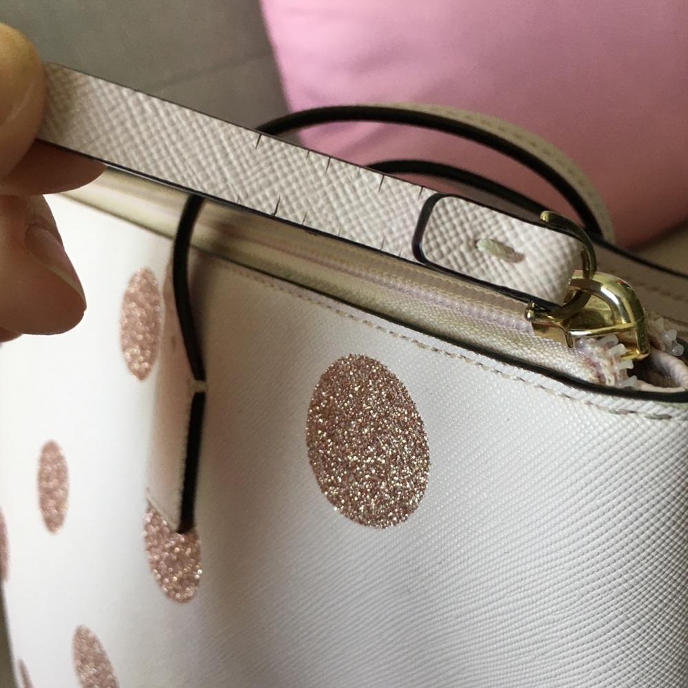 Kate Spade Ramey Haven Lane Pink Polka Dot Purse - Picture 6 of 12